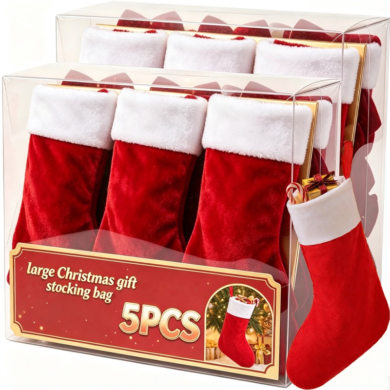 Christmas Stocking Hanging - Büyük Asılı Noel Çorapları Kırmızı Siyah