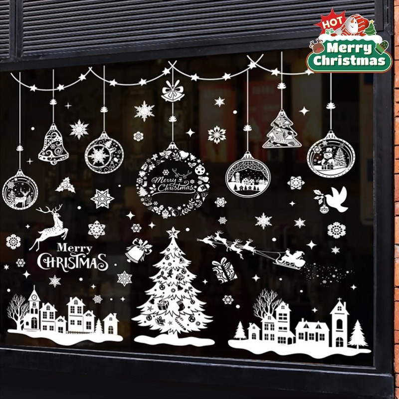 Snowflake Window Decal - 9 Yaprak 243 Adet Yeniden Kullanılabilir