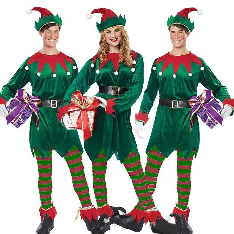 Elf Costume Christmas - Yetişkin Noel Cosplay Yeşil Elf Kostüm