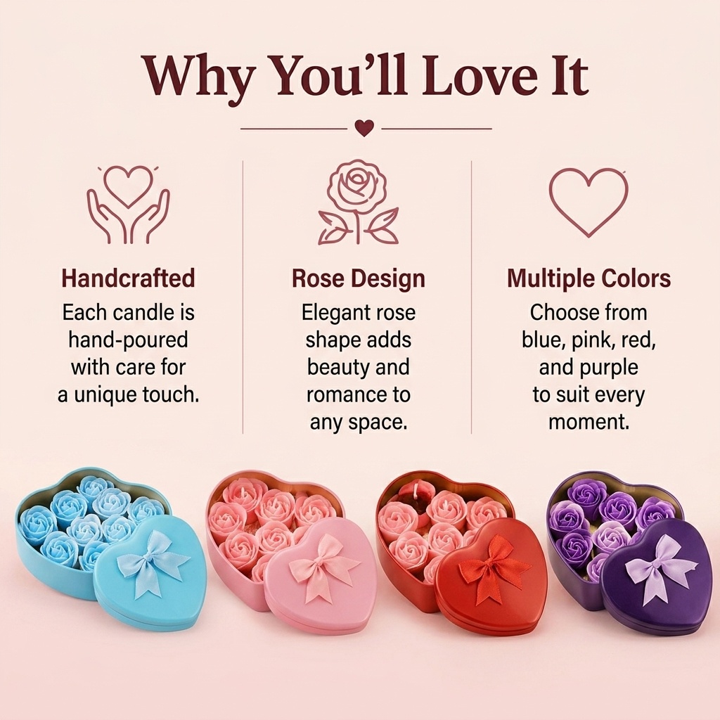 6 Parçalı Gül Şeklinde Soya Ba - Holiday Candle Set incelemesi ve fiyatı